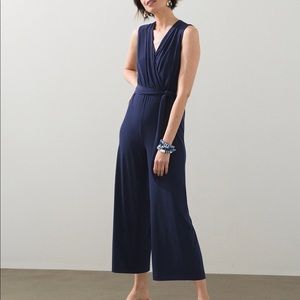 Navy blue wide-leg jumpsuit